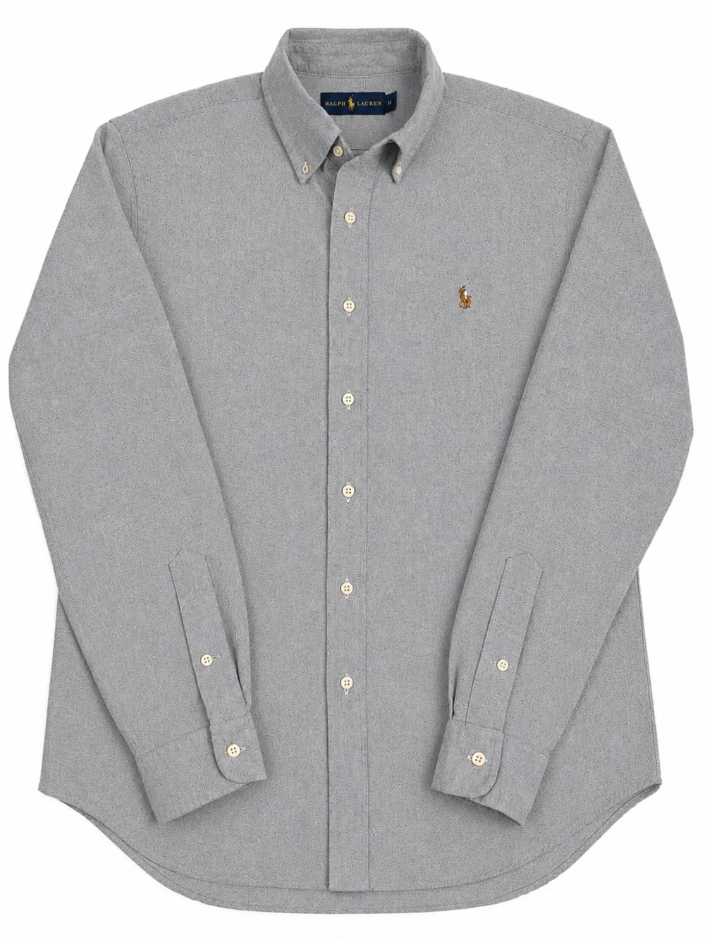 Ralph Lauren Men’s M Gray Oxford Cotton Button Down Multicolor Pony Shirt